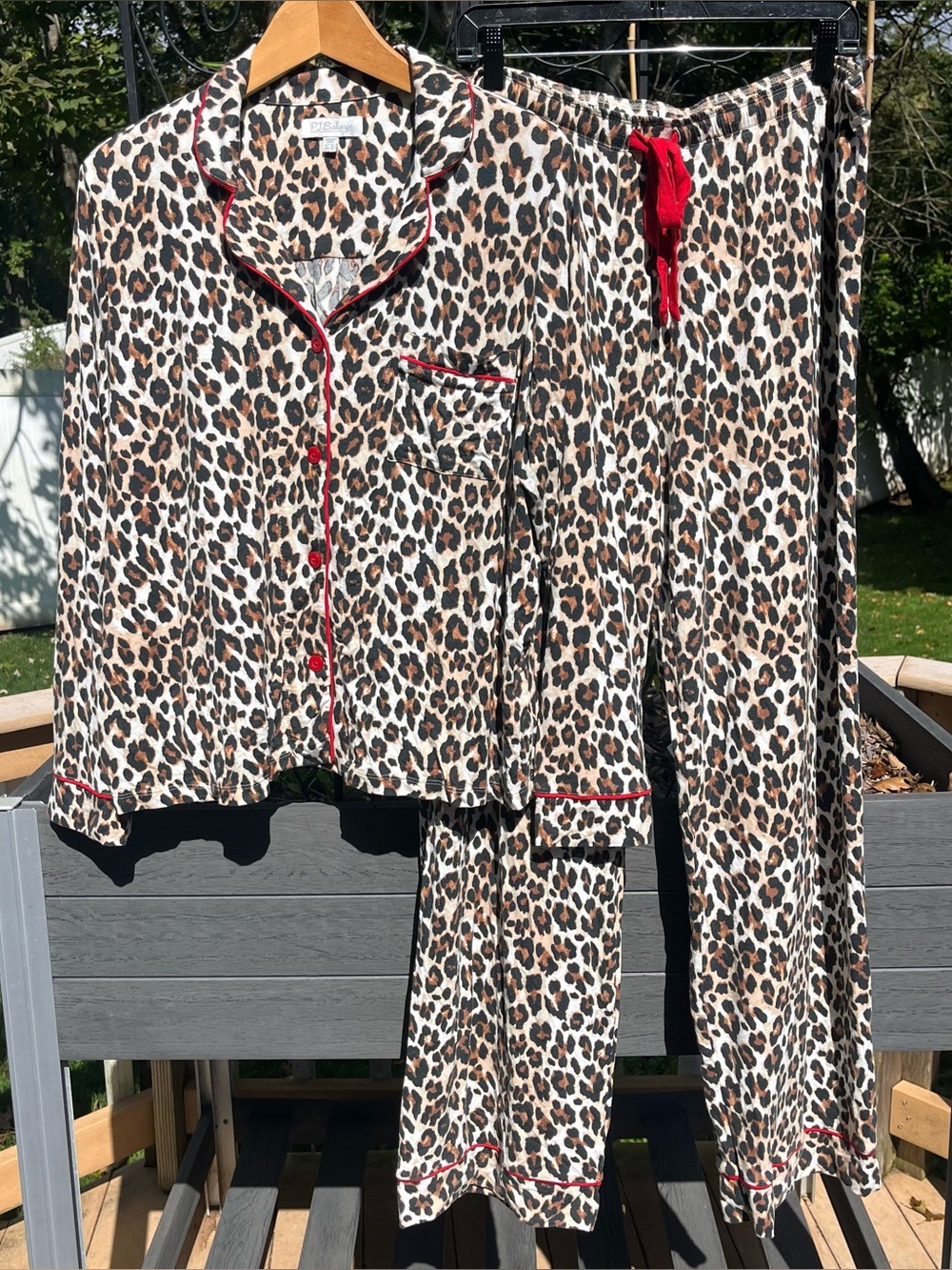 PJ Salvage Leopard Print Modal Long Sleeve Pajama Set Size XL Animal Cozy Lounge